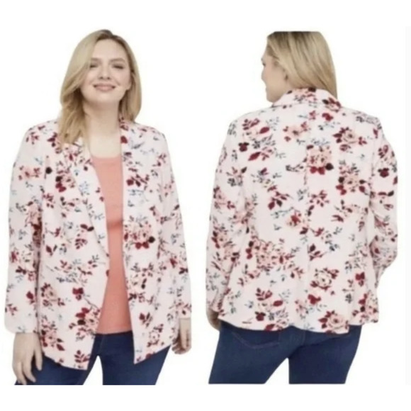 Lane Bryant NWT Blazer Pink and Red Floral Print "The Bryant Blazer" Size 20 - Picture 1 of 15